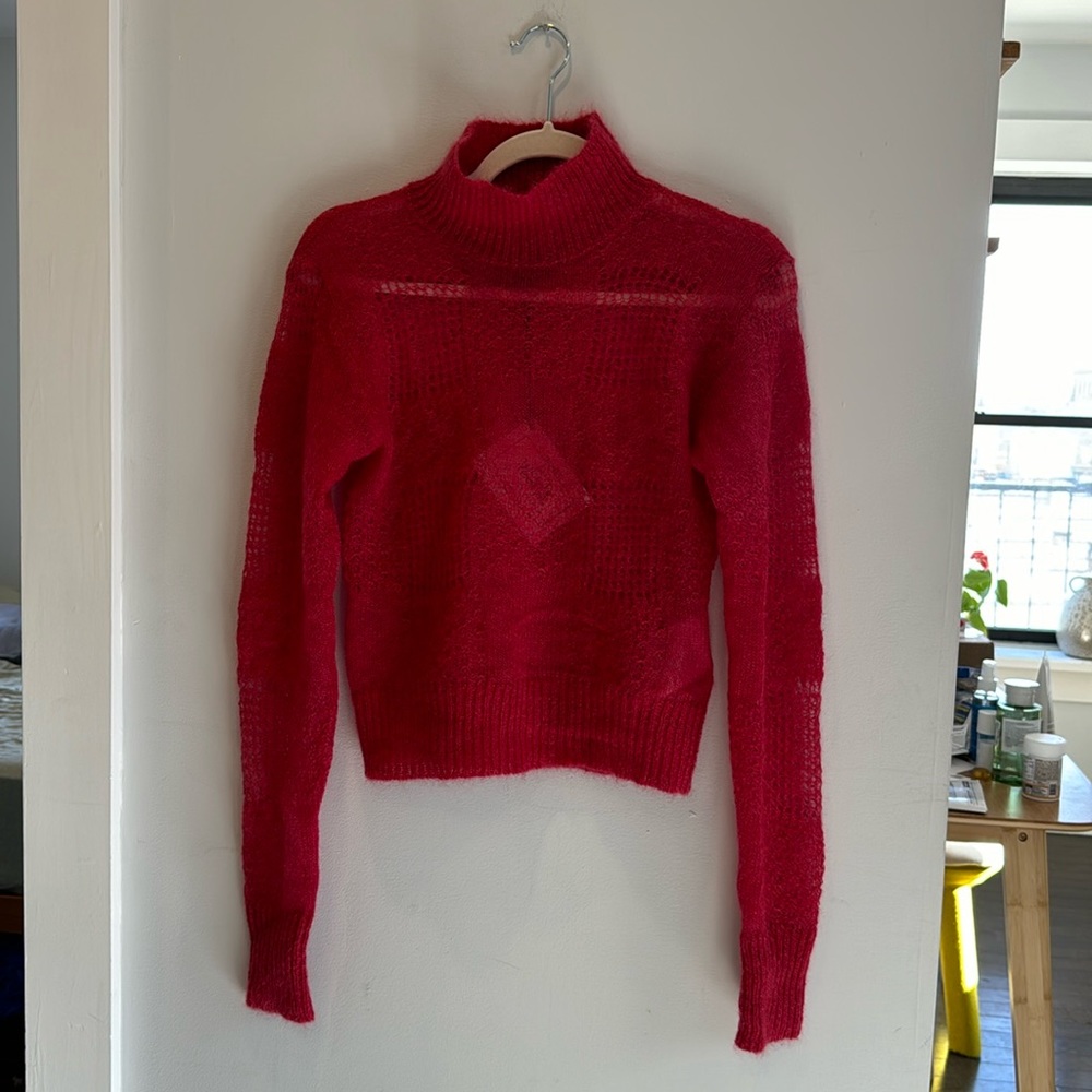 Woolrich x Danielle Cathari Mohair Wool Blend Knit Top in Cherry